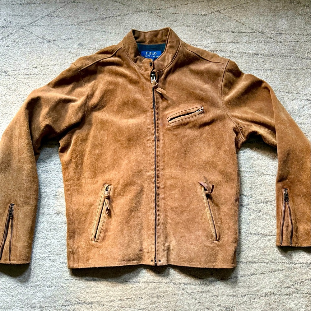 Polo Ralph Lauren Heavy weight Suede Distressed Bomber Jacket /Size- S